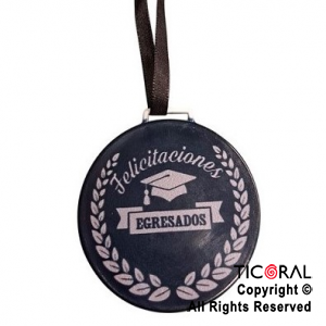 MEDALLA EGRESADOS PLATA PLASTICA 6 CM X 1